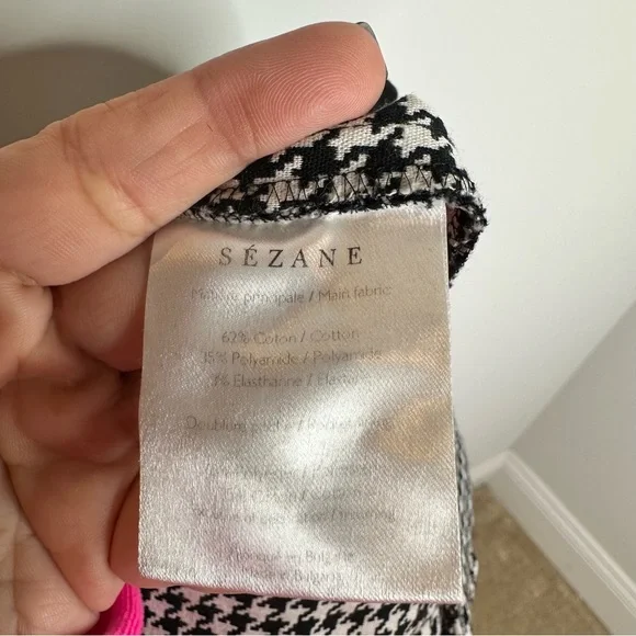 Sezane Clara Houndstooth Trousers in Ecru Black - Picture 11 of 14